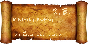 Kubiczky Bodony névjegykártya